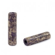 DQ Griechische Keramik Perle Gold spot Tube 20x5mm Purple